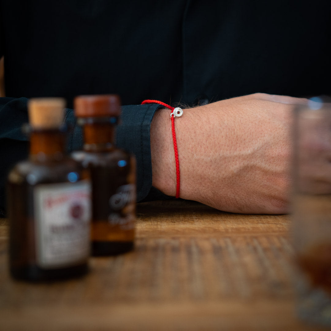 silver charm red bracelet for men
