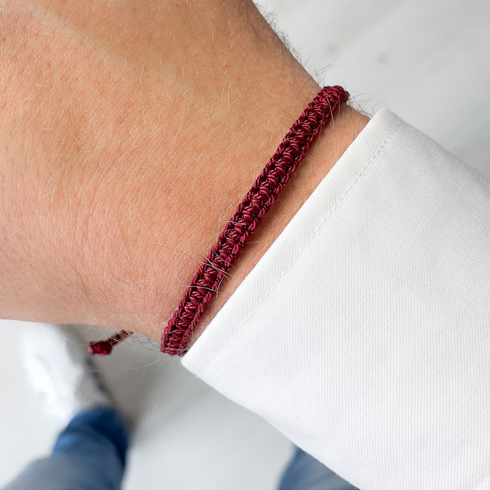 red mens bracelet in burgundy