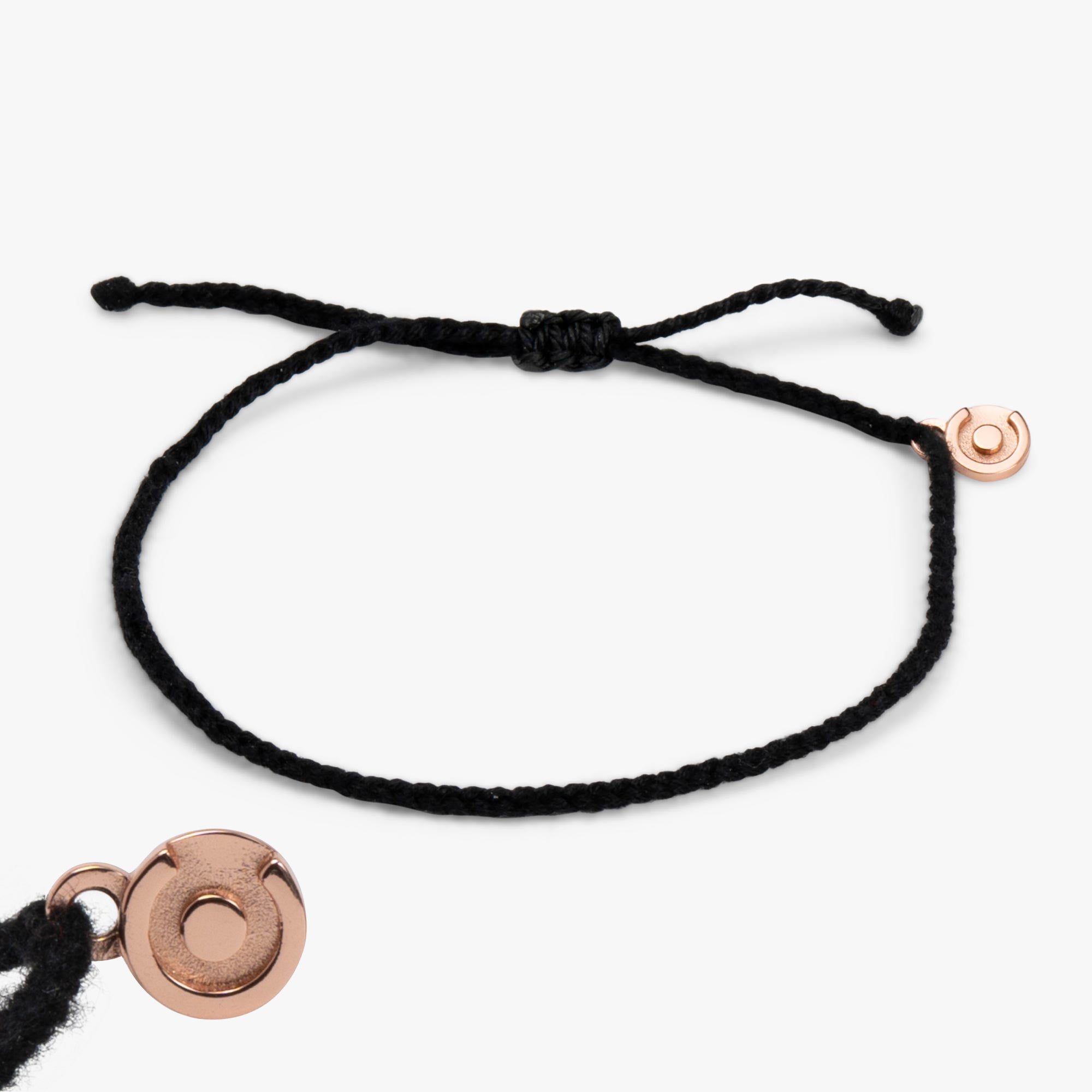 Black Original bracelet with 14k Rose Gold charm