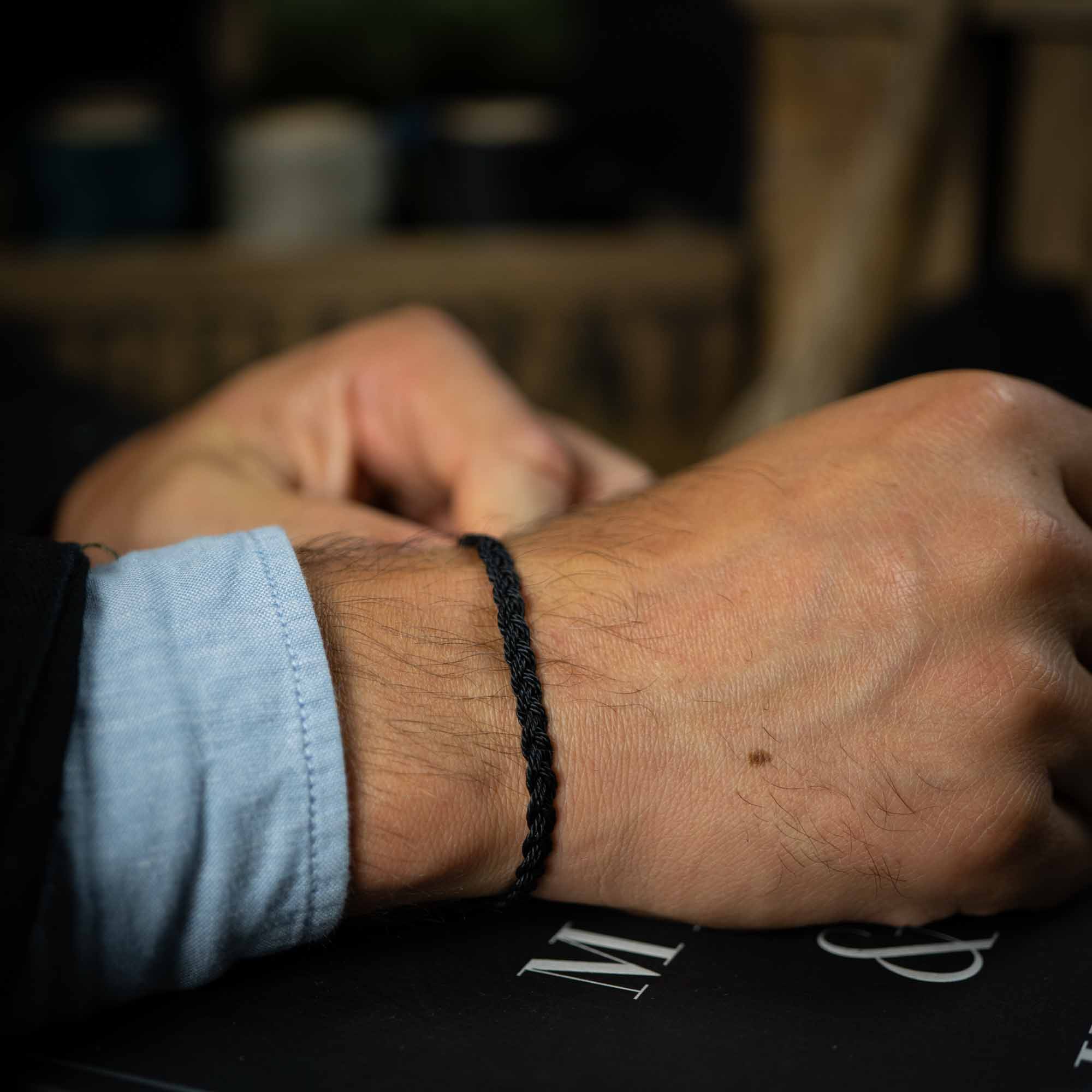 flow style black men's bracelet