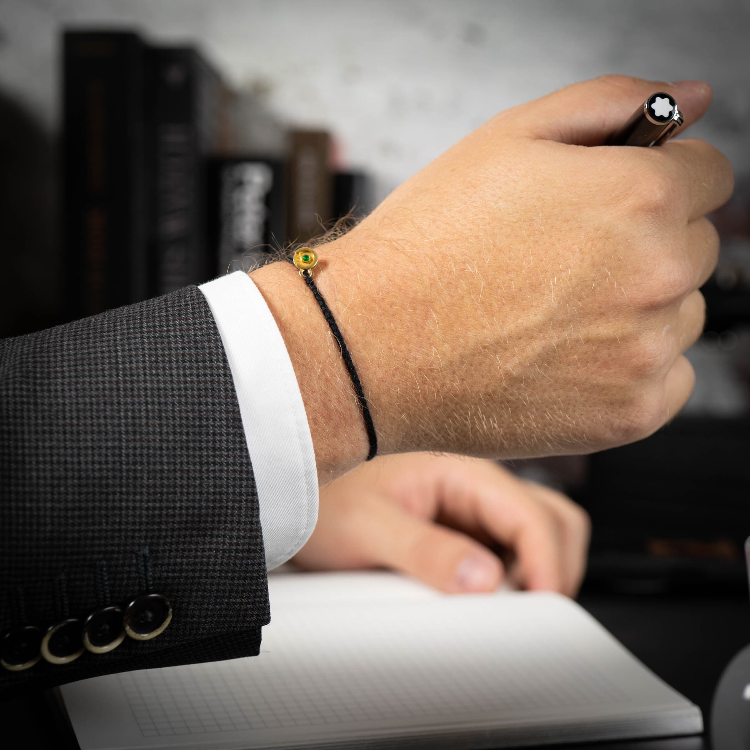 Black Original bracelet - 14k Gold Green Zircon Stone