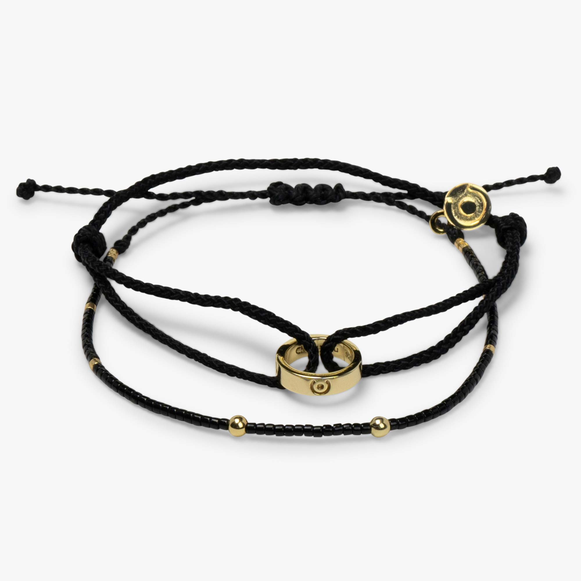 Black Ring & Double Trouble 14k Gold plated Bracelet pack