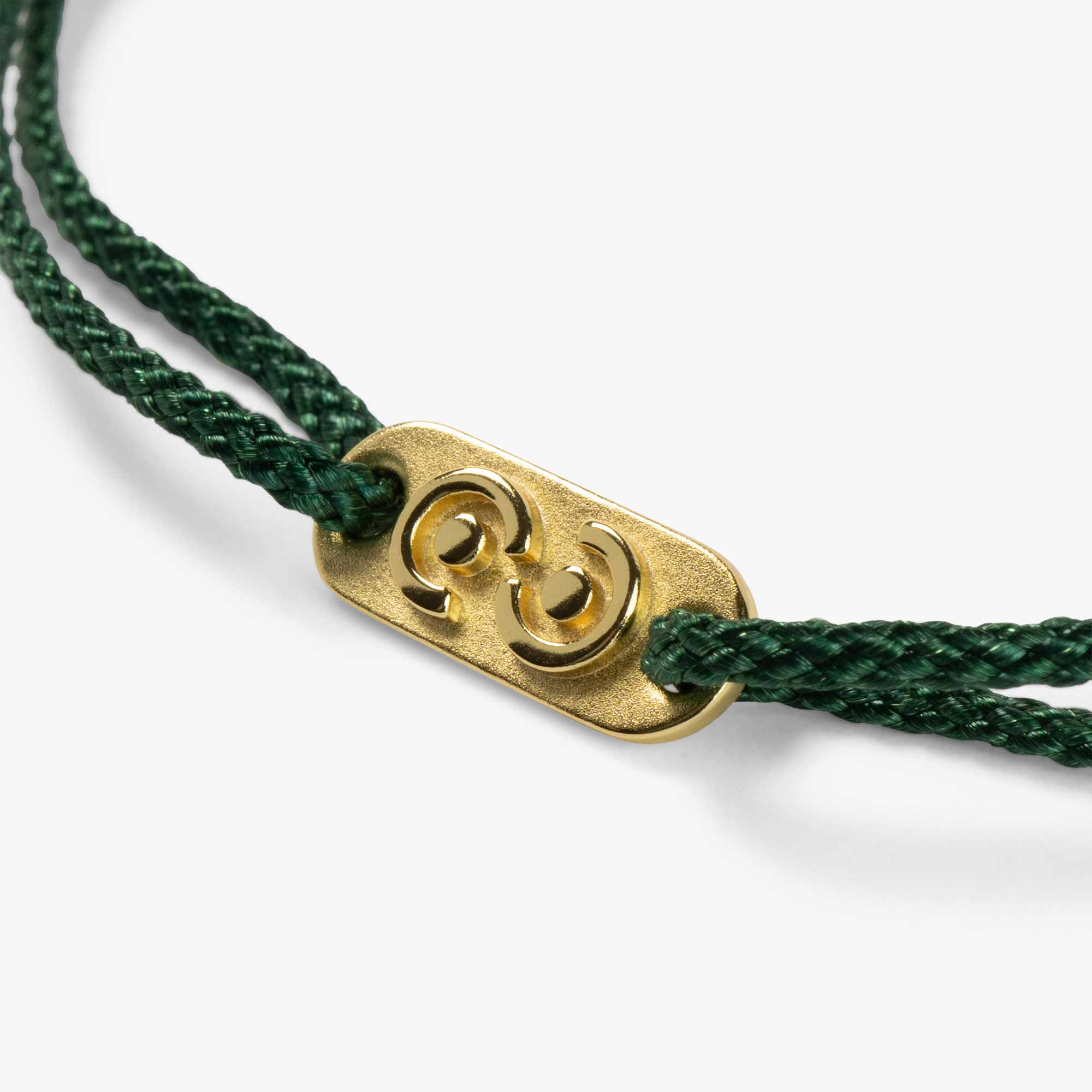 Groene Tag armband met 14k Goud verguld