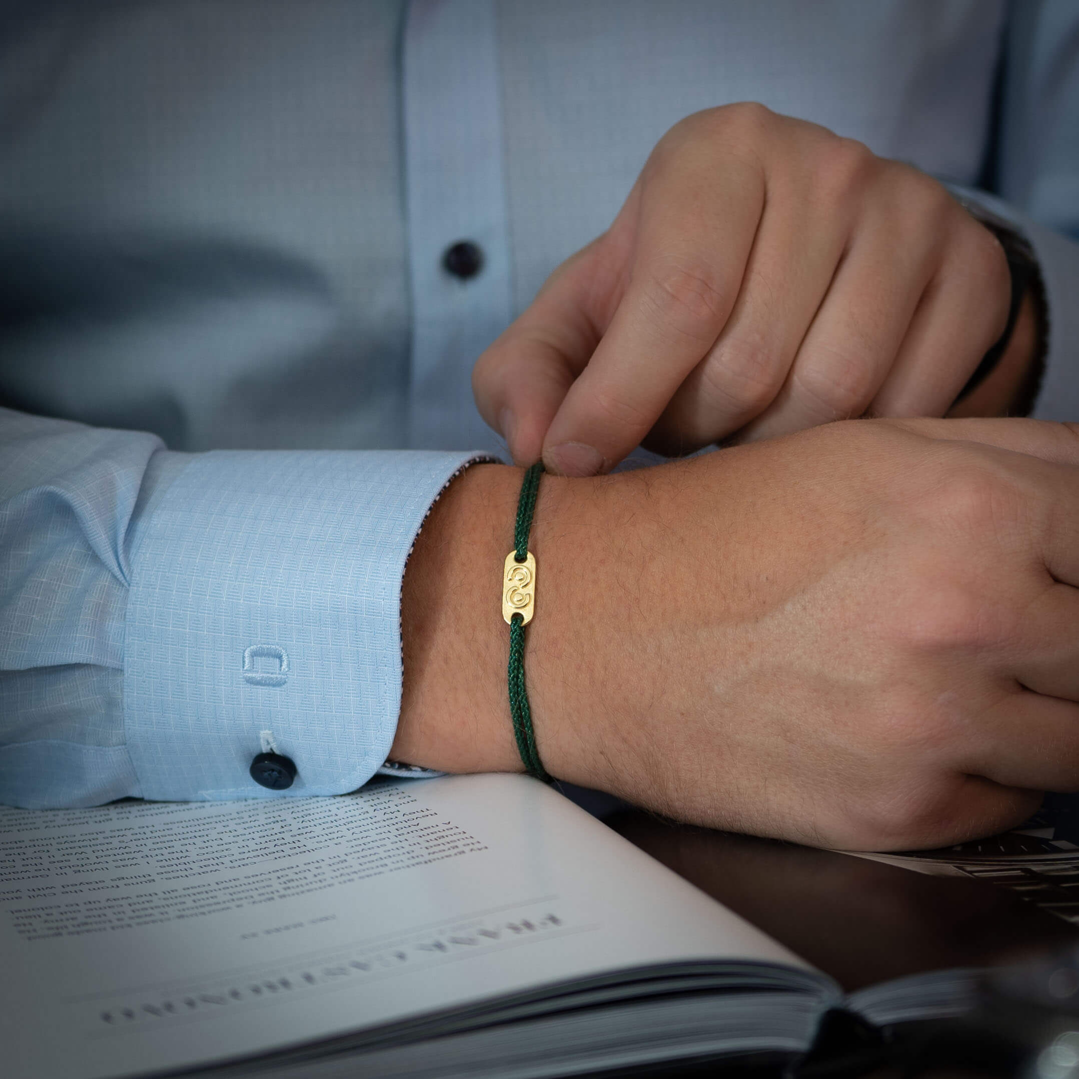 Groene Tag armband met 14k Goud verguld