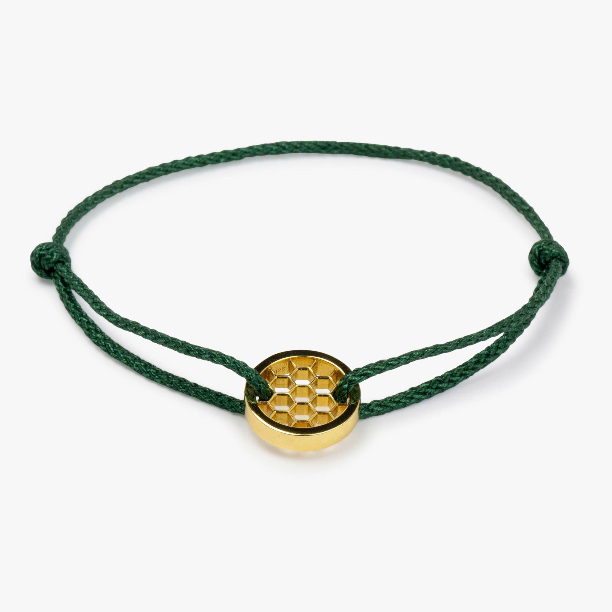 Grünes Sechseck-Armband 14k vergoldet