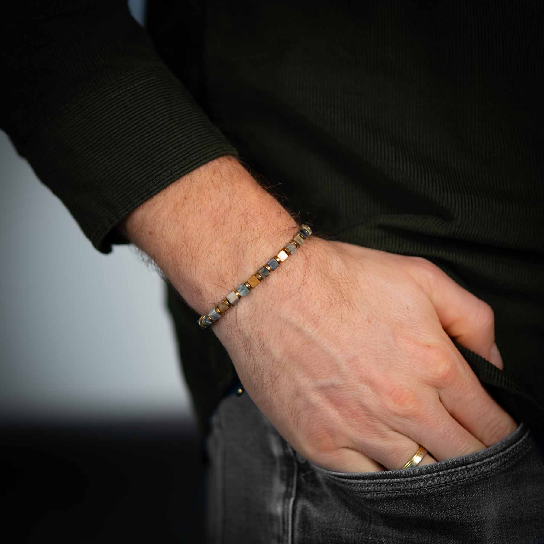 Grey Picasso Jasper Square Cut armband