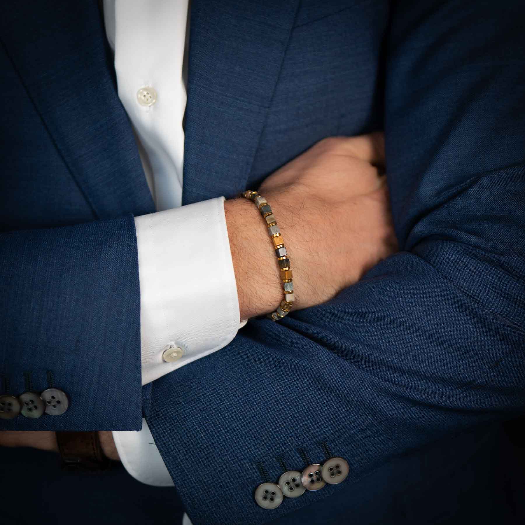 Grey Picasso Jasper Square Cut armband