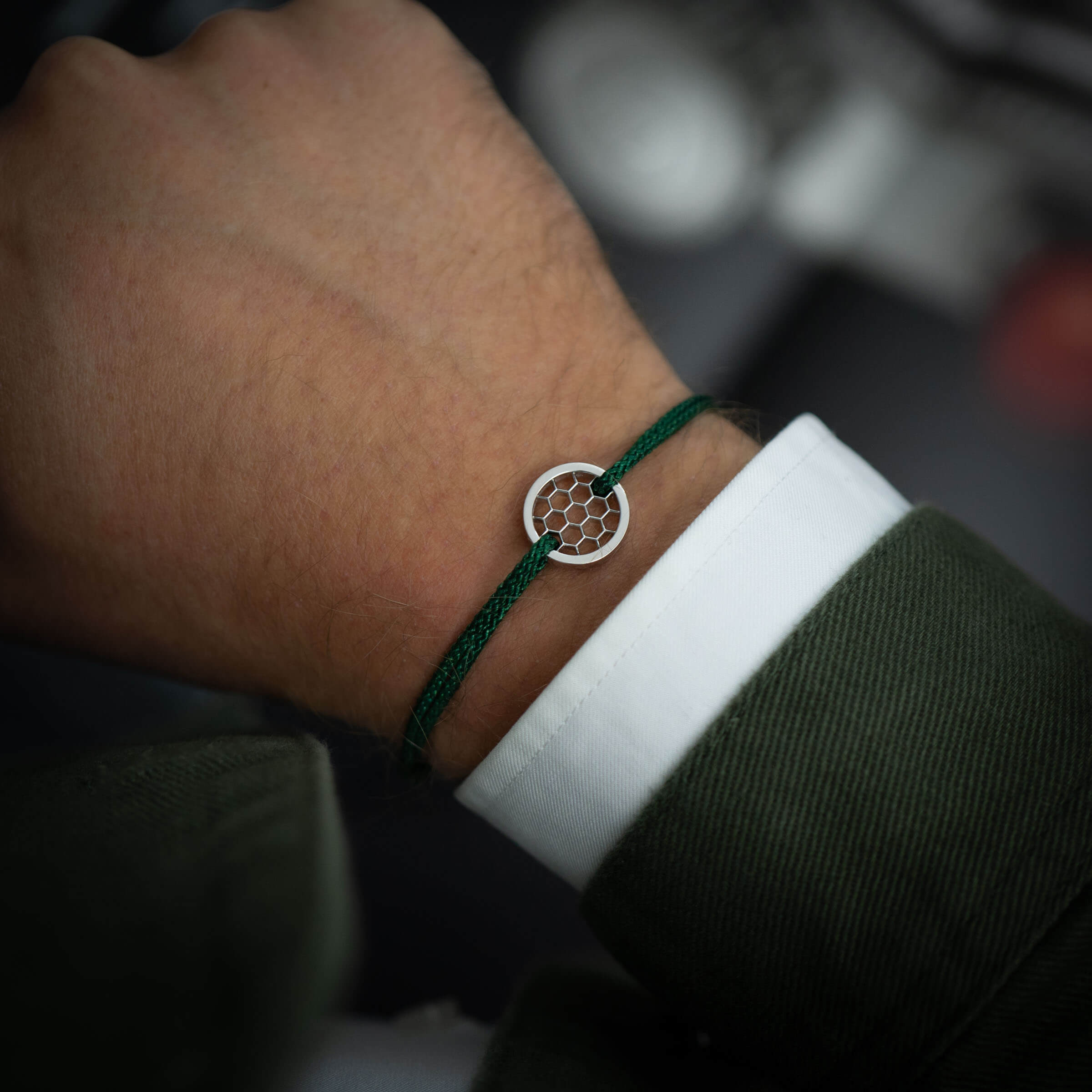 Grünes Sechseck-Armband 925 Sterling Silber