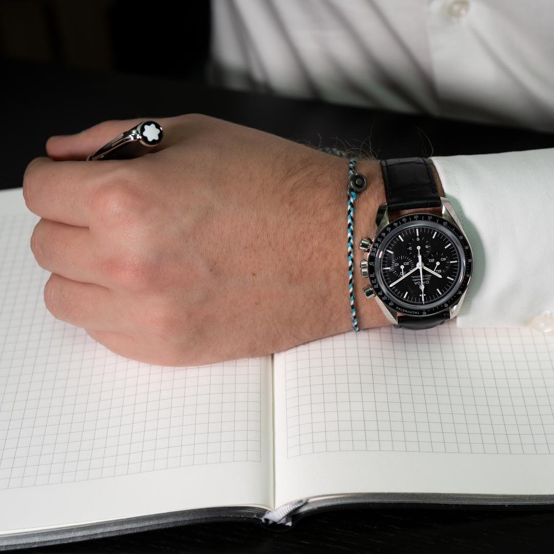 light blue and black bracelet for men