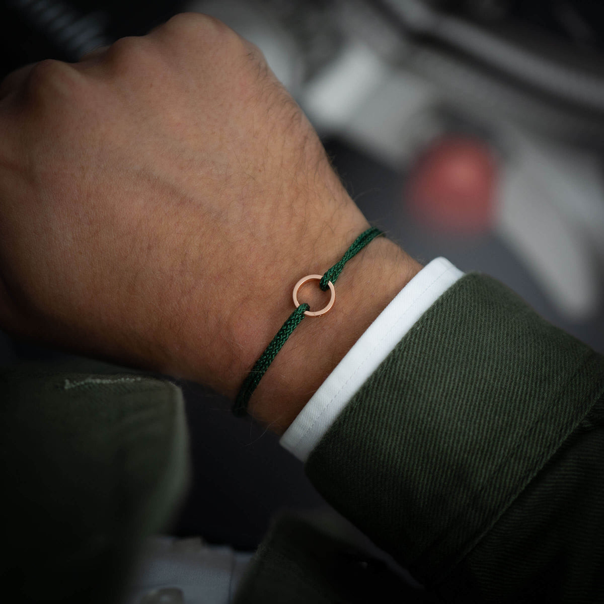Green Stones Stainless Steel Men's Bracelet plated in 18K Gold main image 1
