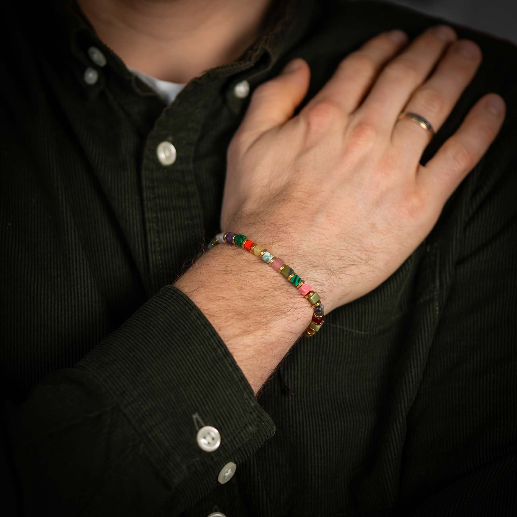 Mixed Color Jasper Square Cut armband