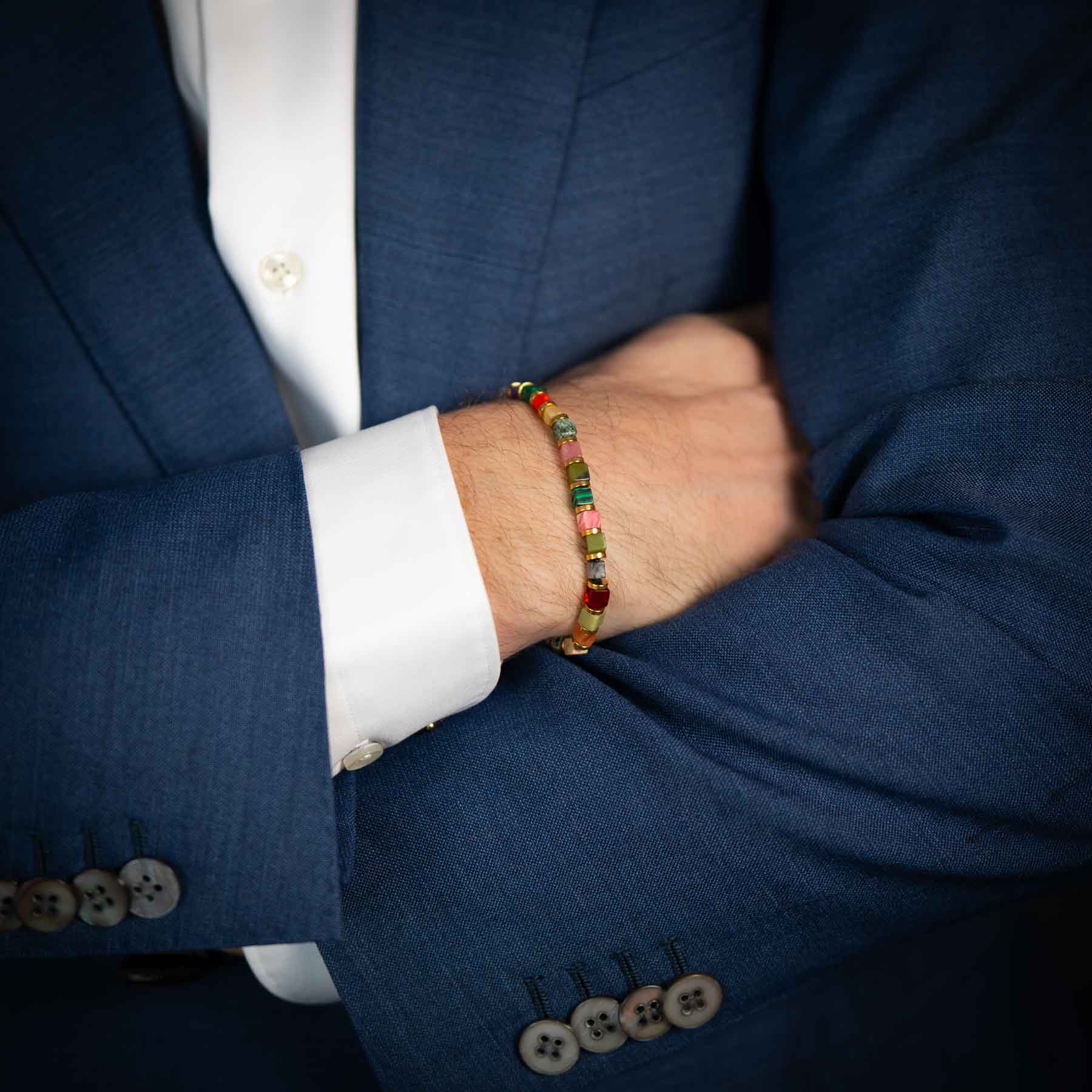 Mixed Color Jasper Square Cut armband