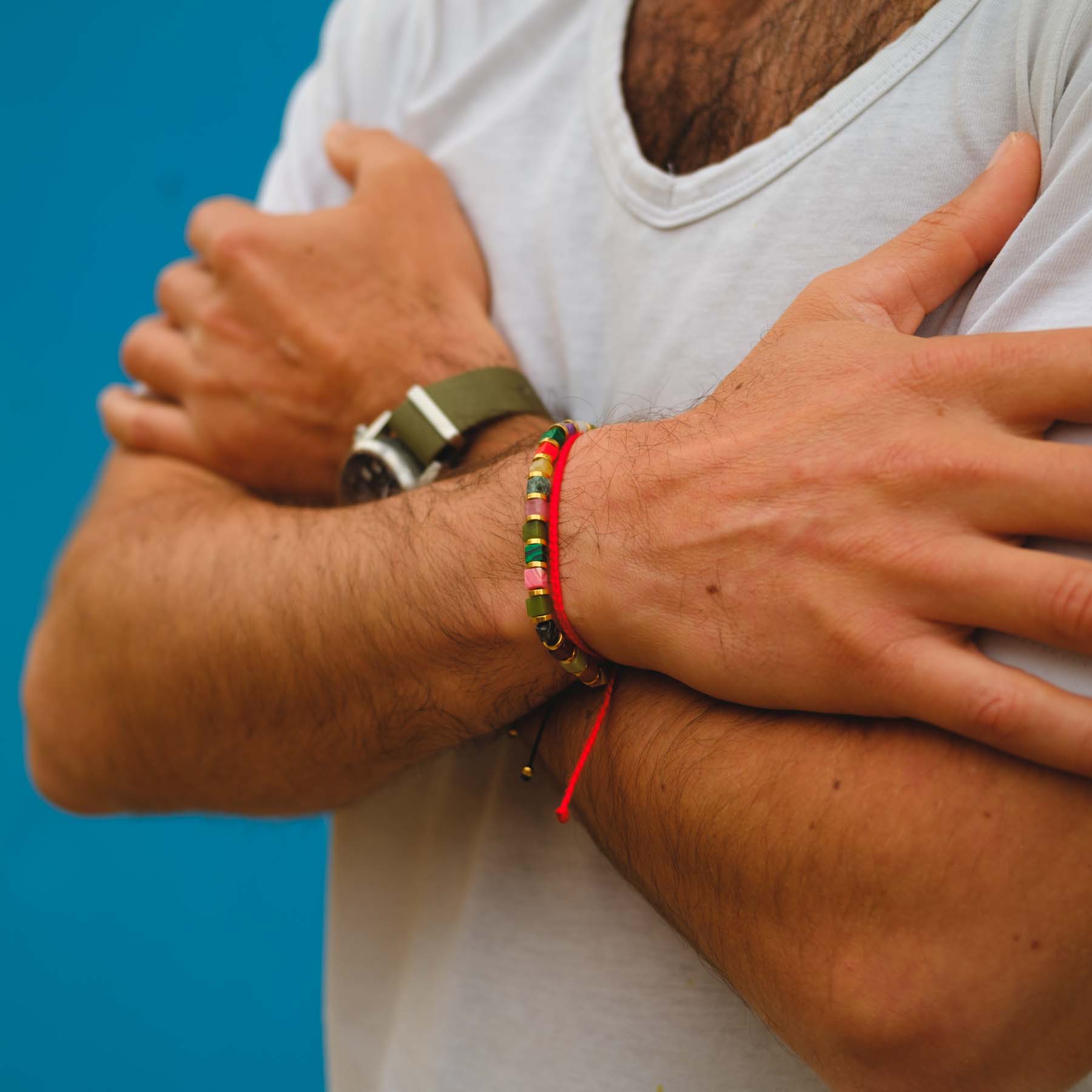 Mixed Color Jasper Square Cut bracelet