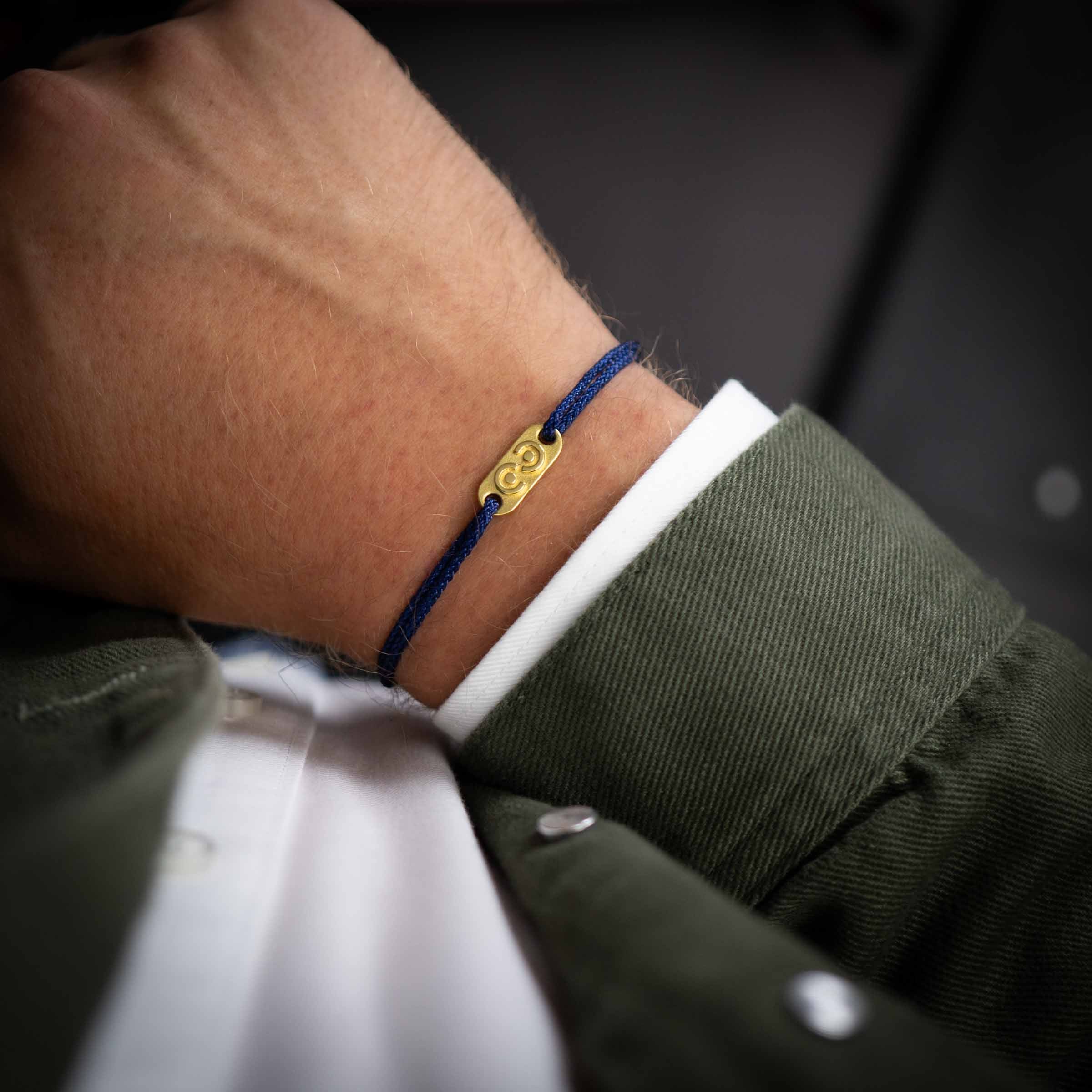 Navy Blue Tag Bracelet 14k Gold