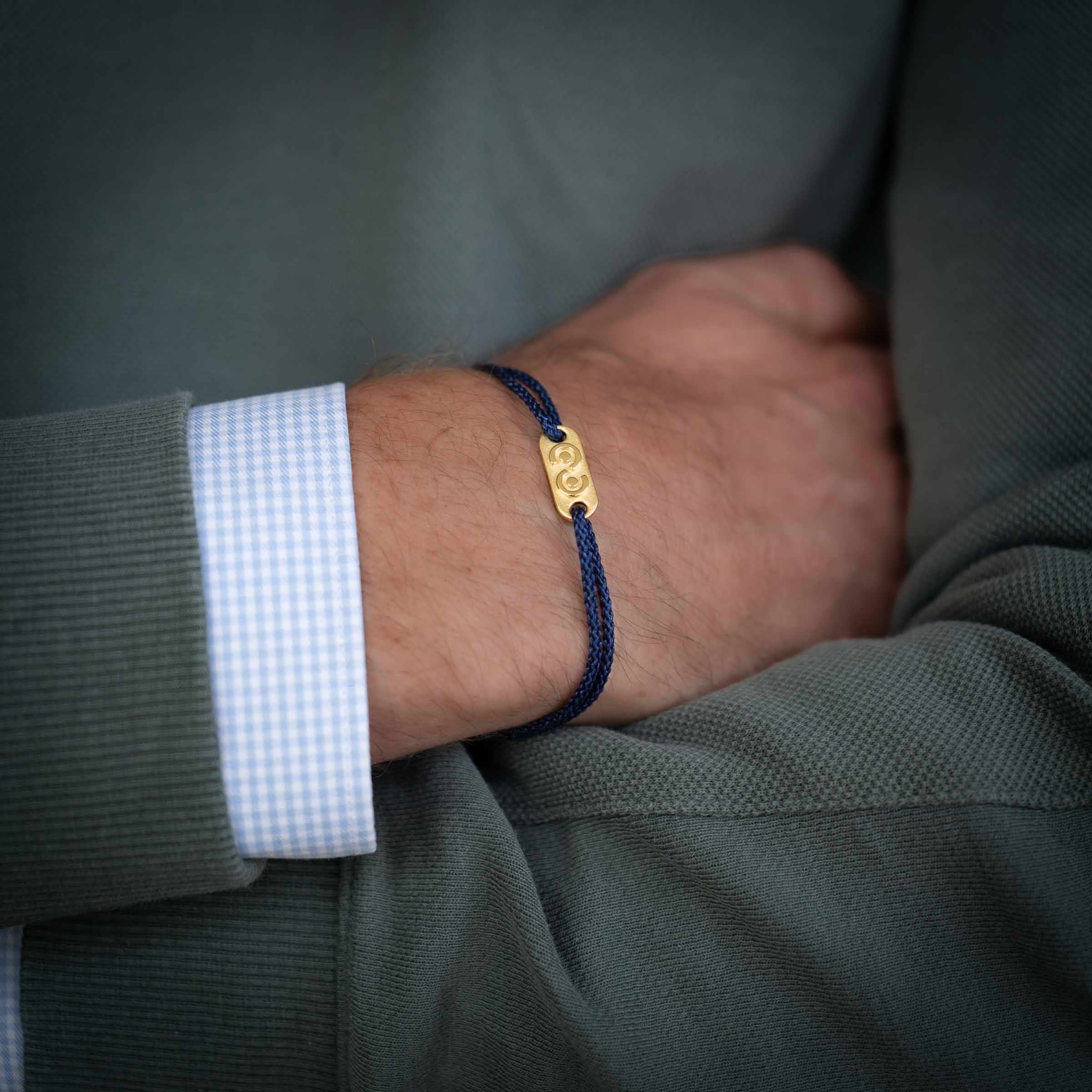 Navy Blue Tag Bracelet 14k Gold