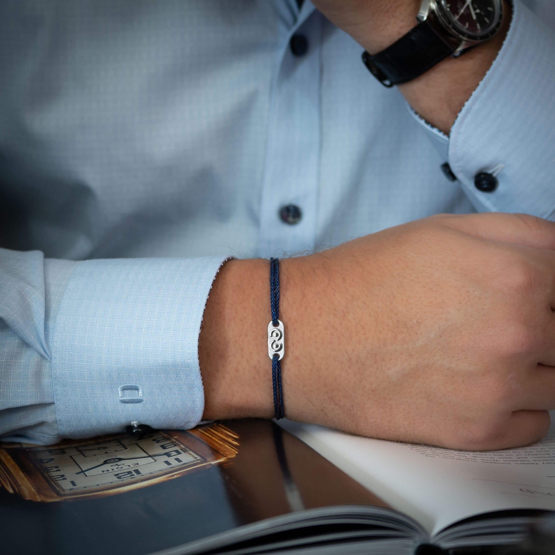 Navy Blue Tag Bracelet 925S Silver