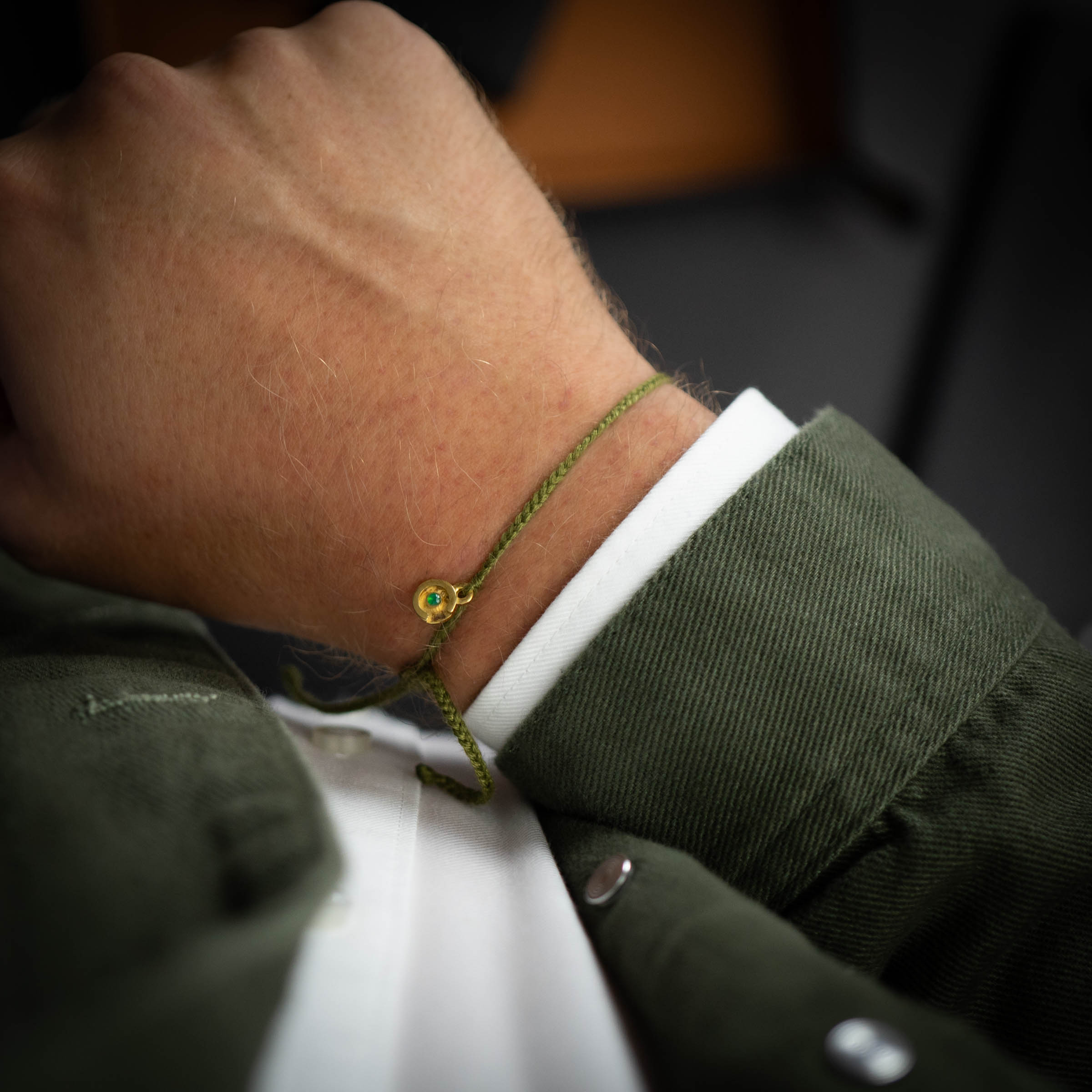 Olijf Groene Originele Armband - 14k Verguld met Groene Zirkoon steen