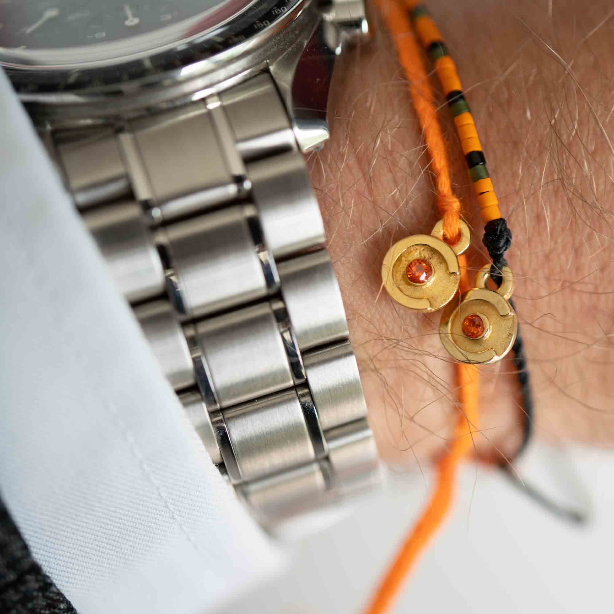 Orange 14k Gold Armband Set mit Orange Zirkon Stein