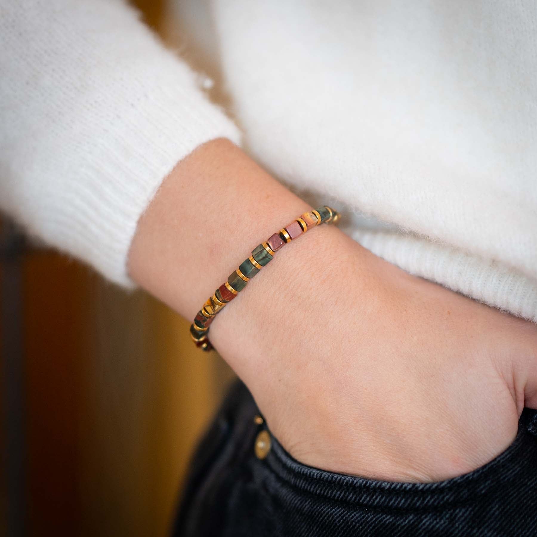 Picasso Jasper Square Cut Gemstone armband