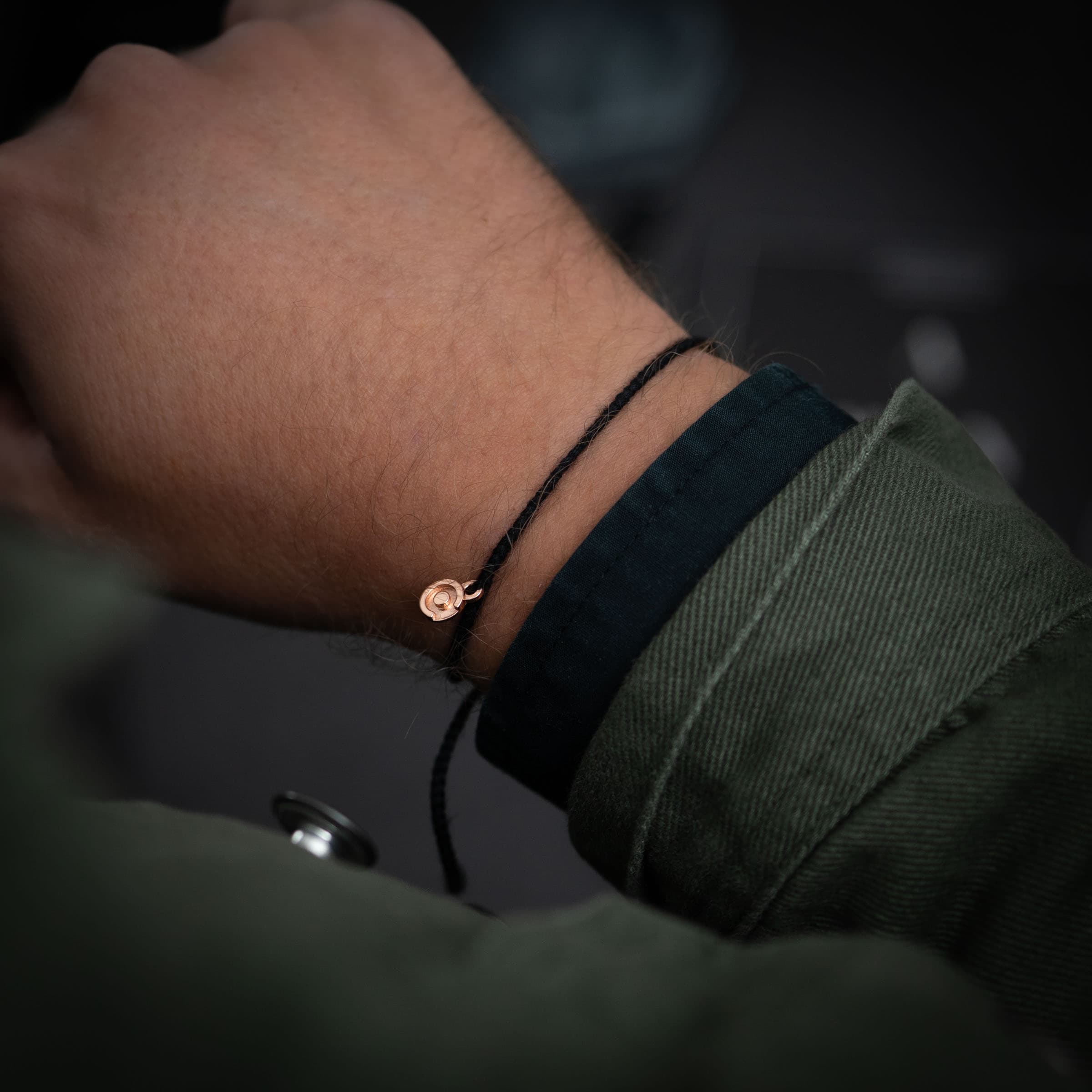 Black Original bracelet with 14k Rose Gold charm