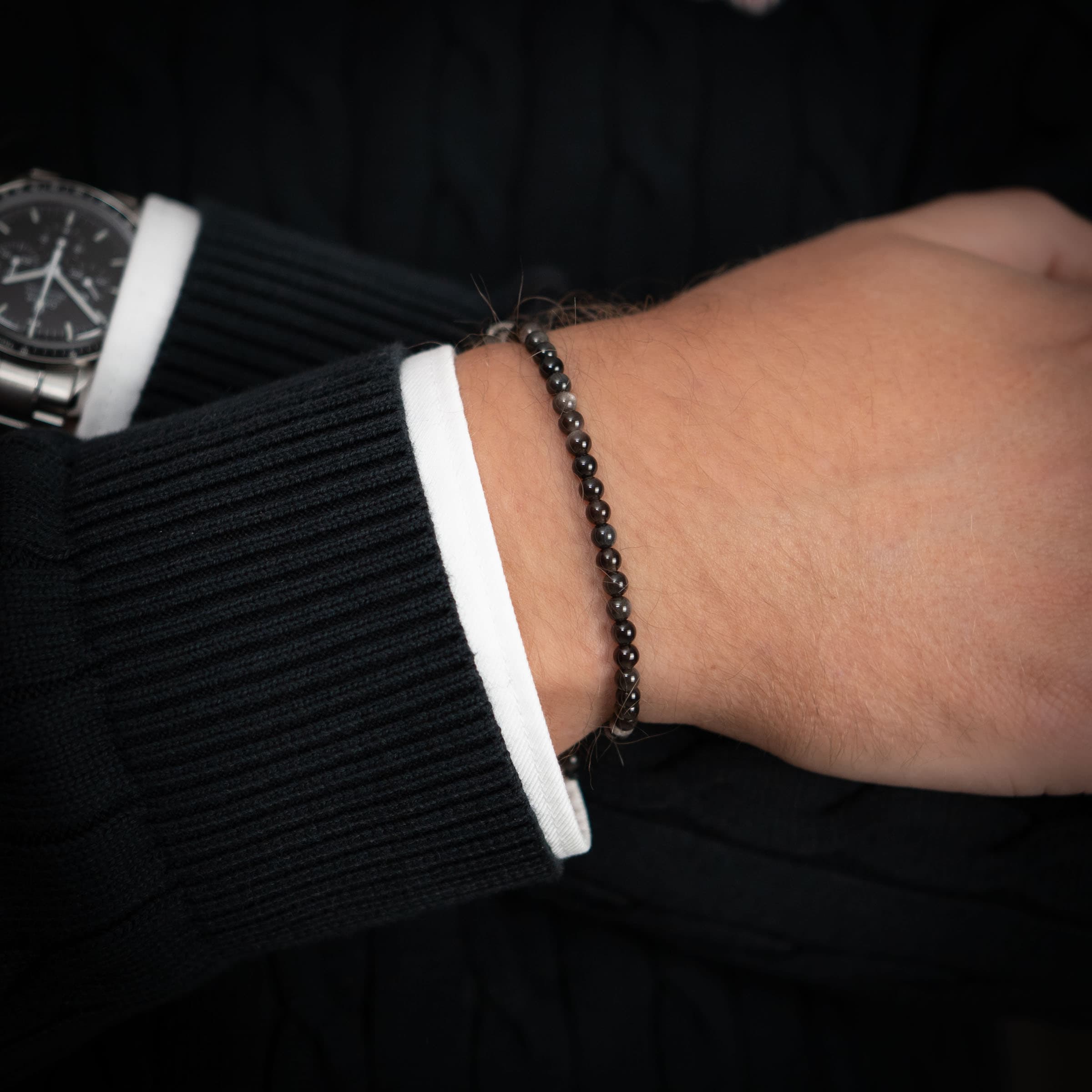 Silver Obsidian Gemstone Bracelet