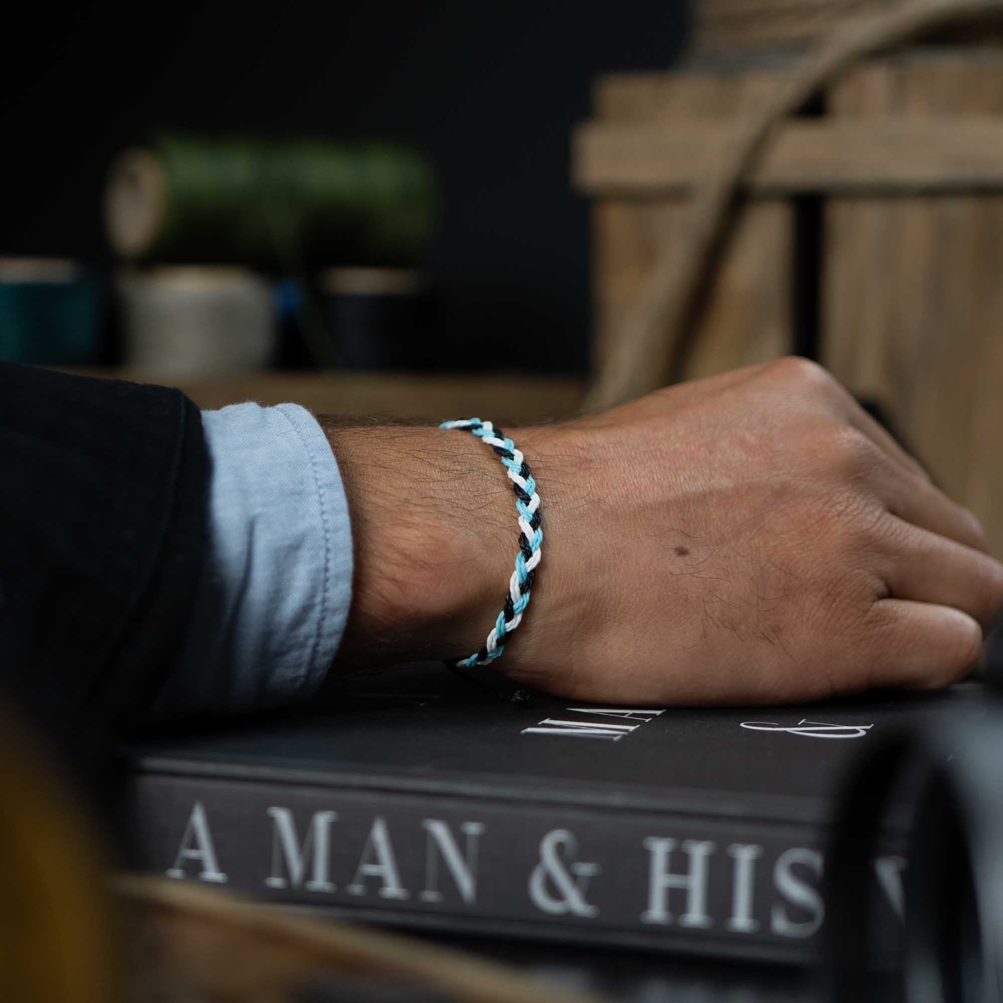 white and blue flow bracelet