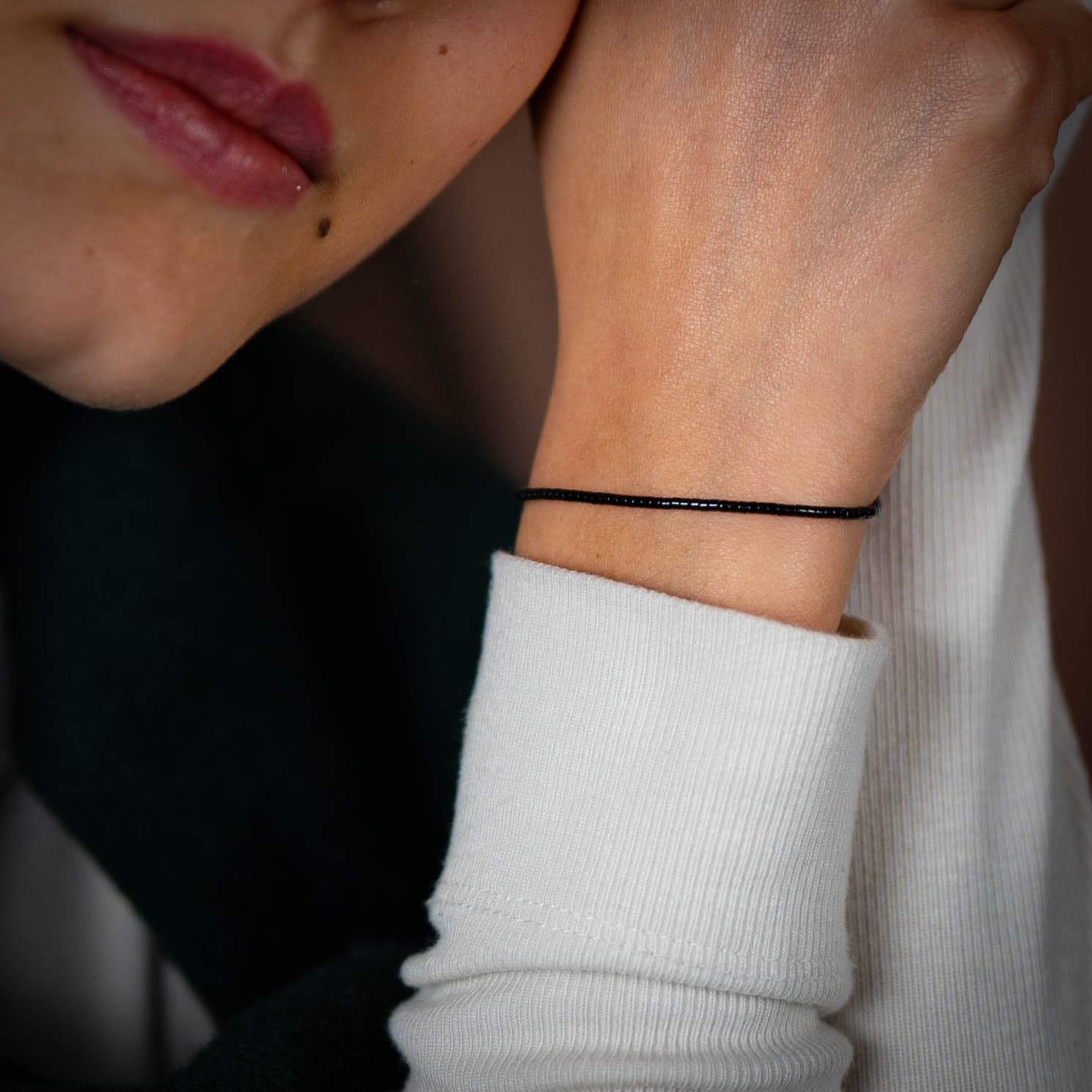 Zwarte Kralen armband