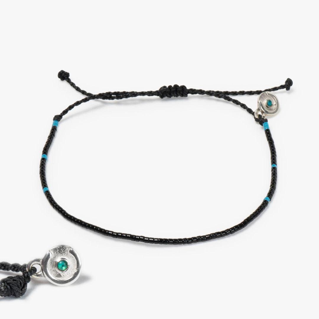 Zwart & Blauwe kralen armband - 925S Zilver & Blue Topaz