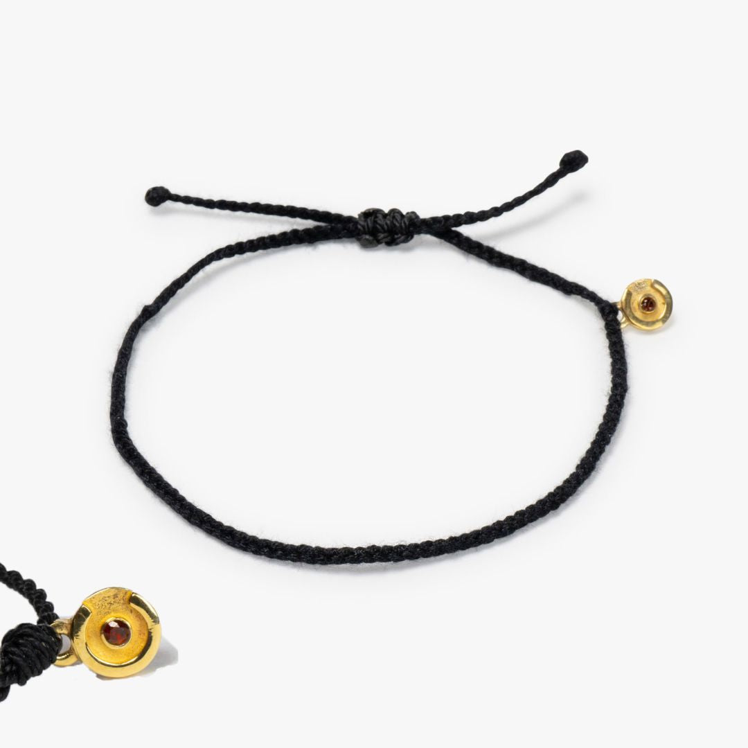 Black Original bracelet - 14k Gold plated with Red Garnet stone