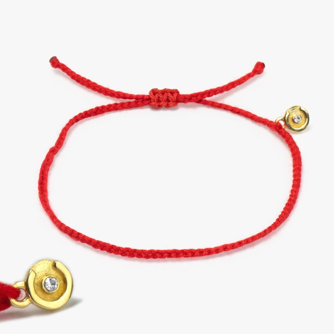 Lucky Red Original bracelet - 14K Gold plated with Clear Zircon stone