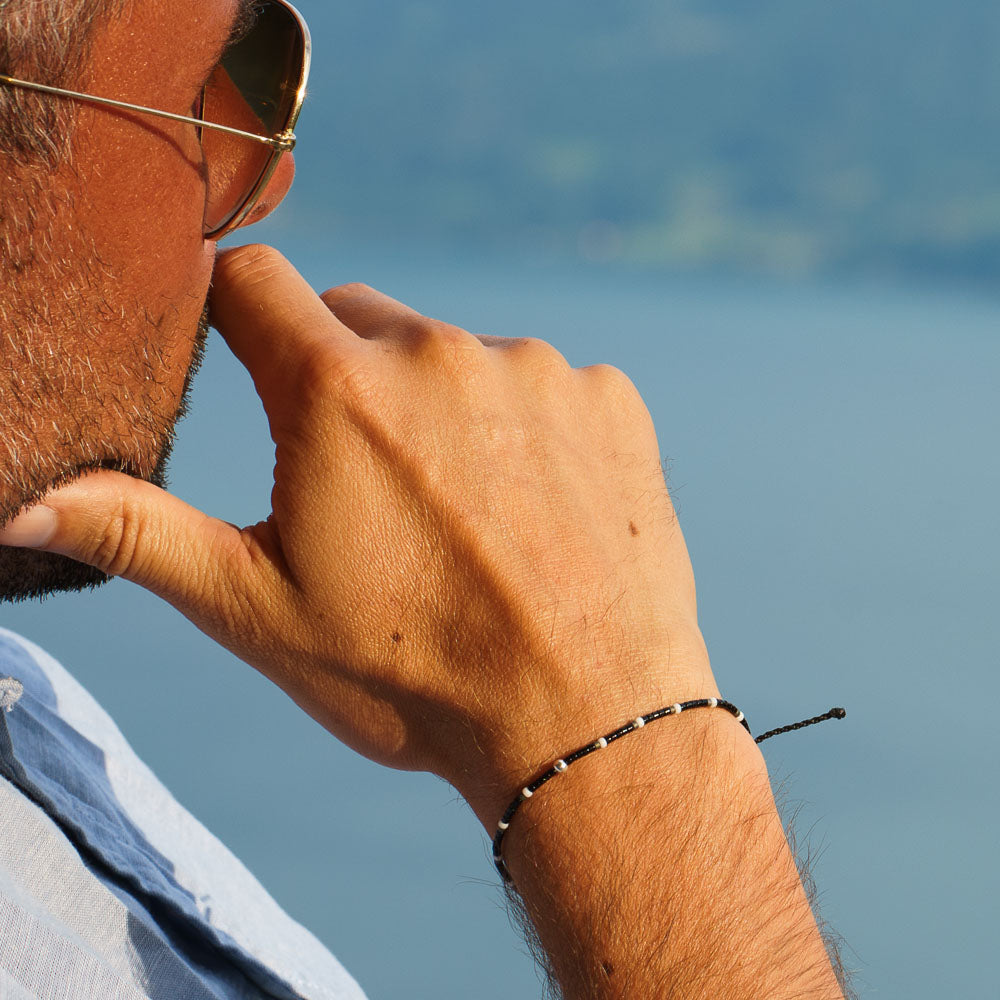 Mens sterling silver bead on sale bracelet