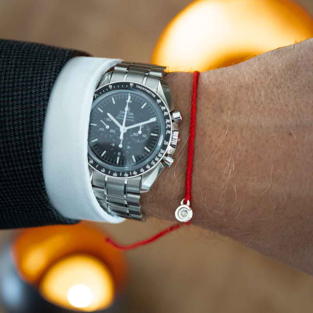 Glücks Rotes Original Armband - 925S Silber mit Klarer Zirkon Stein