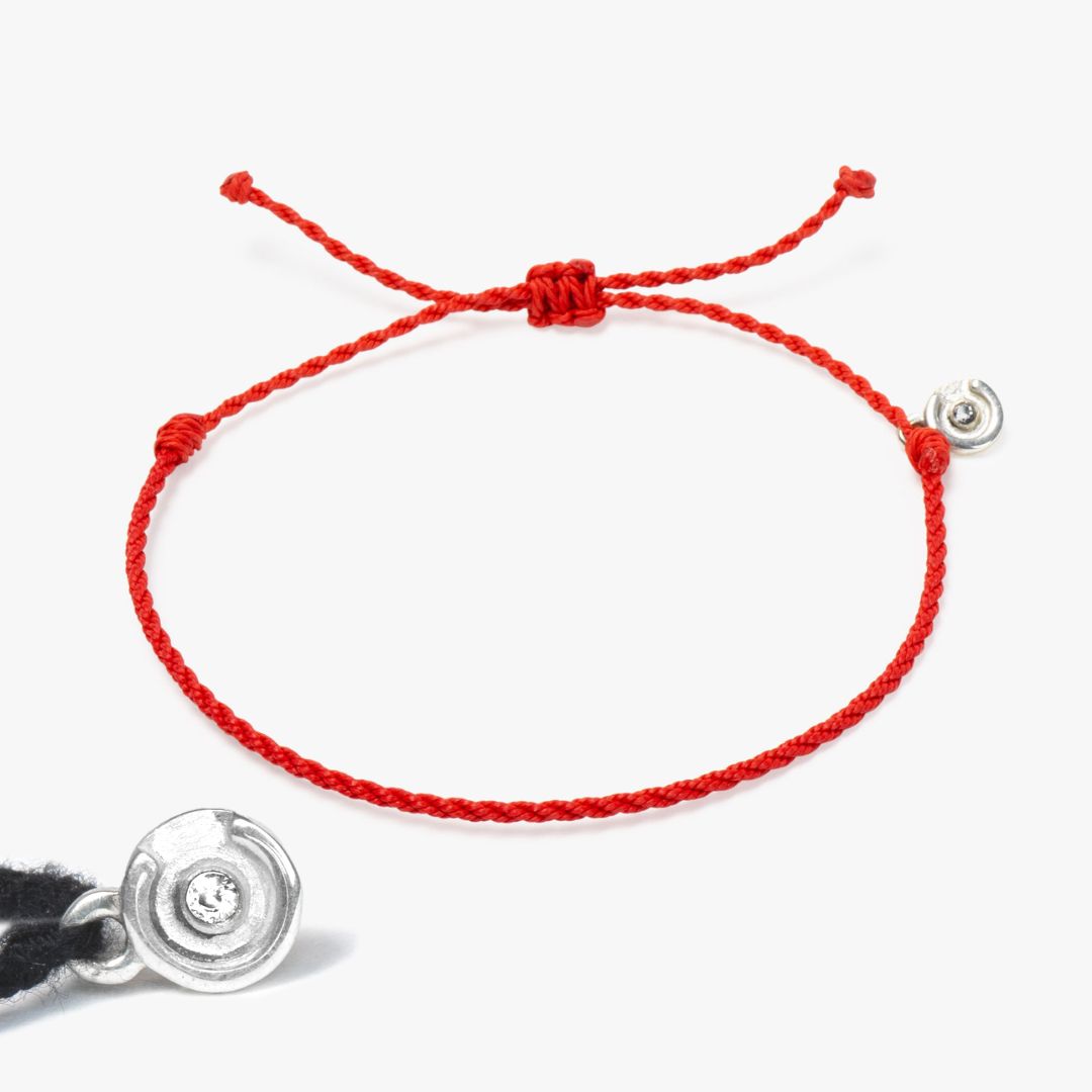 Geluks Rode Twisted armband - 925S Zilver & Clear Zircon