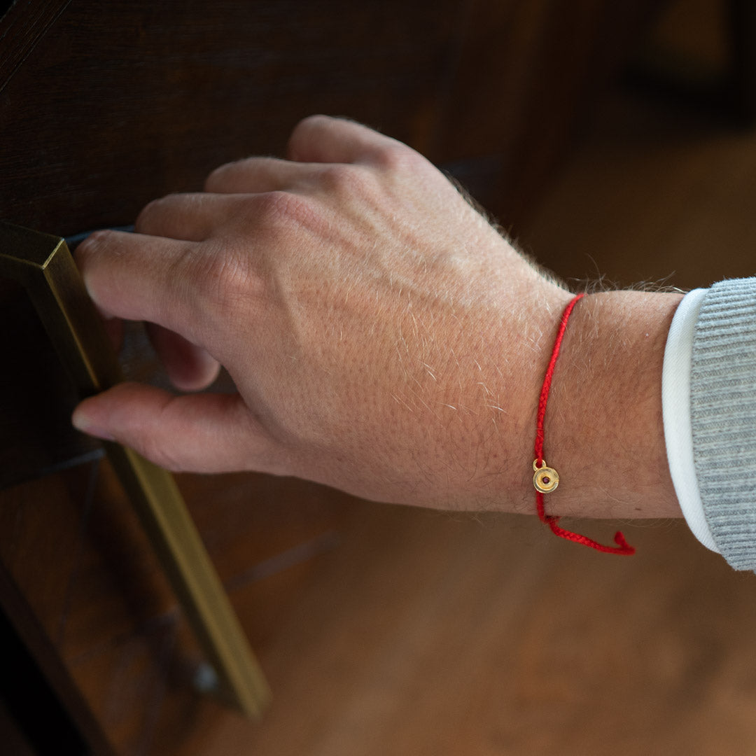 Glücks Rotes Original Armband - 14K vergoldeten Anhänger mit Roter Granat Stein
