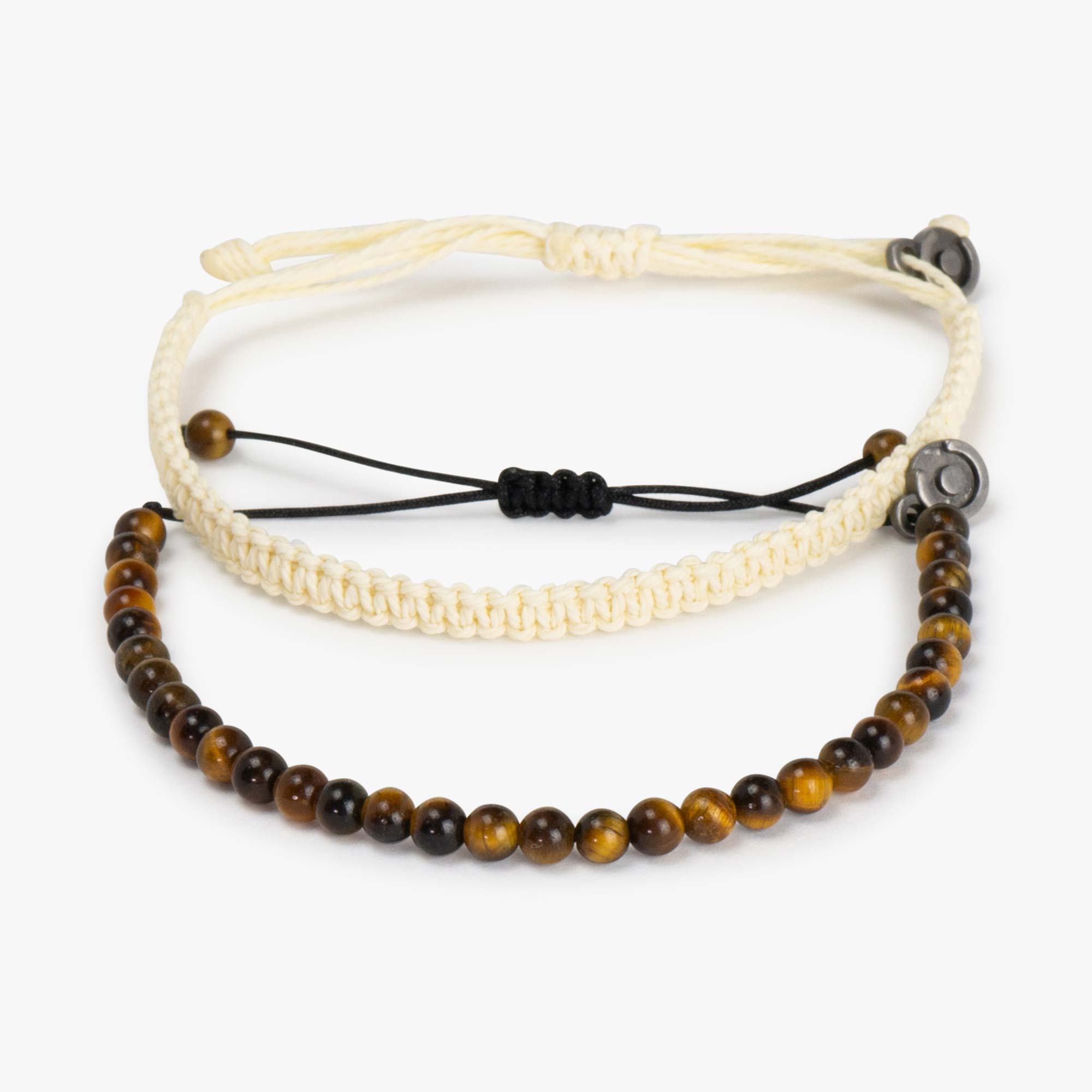 Tiger Eye & Off-white Cobra armbanden Set